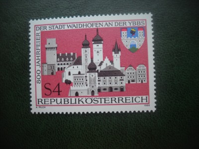 HOPCT TIMBRE MNH 683 WAIDHOFEN 800 ANI 1986 -1 VAL AUSTRIA foto