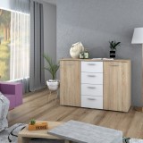 Comoda Lileia Ro, 134x41x81 cm, Sonoma Alb, MP