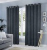 Draperie tip tesatura in cu inele negre, Madison, 250x270 cm, densitate 700 g/ml, Faddei, 1 buc