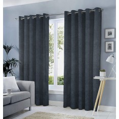 Draperie tip tesatura in cu inele negre, Madison, 150x210 cm, densitate 700 g/ml, Faddei, 1 buc