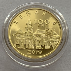 100 Lei 2019 AUR, PROOF, Romania, cu certificat BNR, 550 Ani Manastirea Putna foto