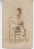 QW18 38 - Fotografie foarte veche - baietel cu minge - anul 1928, Alb-Negru, Romania 1900 - 1950, Portrete