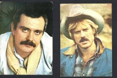Carte postala actori straini : regizor rus Nikita Mihalkov, regretatul actor Robert Redford, vedere Republica Socialistă Rom&acirc;nia Casa Filmului ACIN