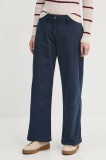 Tommy Jeans pantaloni femei, culoarea albastru marin, lat, medium waist, DW0DW20181