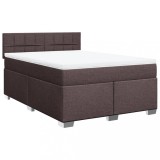 Cumpara ieftin Pat continental cu saltea, maro inchis, 140x200 cm, textil