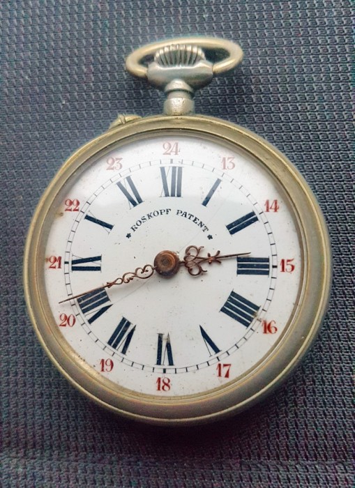 G57-Ceas ROSKOPF PATENT buzunar barbat nefunctional alpaca 1920-40 stare buna.