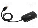 Hub USB 2.0 NATEC, 4 porturi USB A, negru, 0.6m, Plug and Play