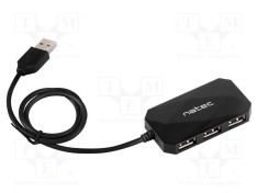 Hub USB 2.0 NATEC, 4 porturi USB A, negru, 0.6m, Plug and Play