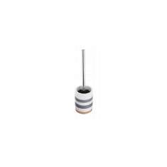Set perie WC cu suport din ceramica alb, gri, dimensiuni 36 x 8,5 x 8,5 cm, Sepio