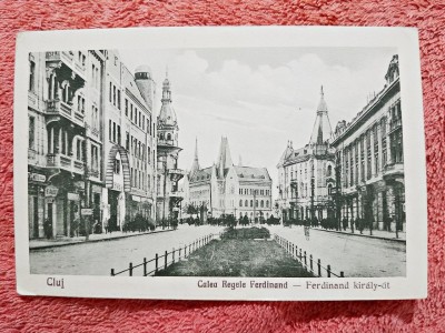 Carte postala, Cluj Calea Regelui Ferdinand, perioada interbelica foto