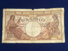 Bancnote Romania - 2000 lei 1944 - seria P.2521 0962 - filigran BNR in scut foto