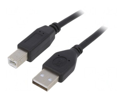 Cablu USB 2.0 A-B Aurit 1.8m Negru foto