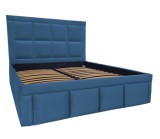 Pat tapitat Premium, 180/200 cm, albastru cosmic 262, cu somiera metalica rabatabila si spatiu de depozitare