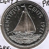 Bahamas 25 Cents 1971 - Elisabeta a II-a, PROOF, Cupru-nichel, 24,26 mm, KM-20 UNC !!!, America de Nord