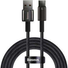 Cablu alimentare si date Baseus, Fast Charging Data Cable pt. smartphone, USB la USB Type-C (T), 100W, 480Mbps, aliaj zinc, braided(nylon),2m, negru