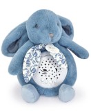 Veioza muzicala cu proiectie, Doudou, Iepuras pufos, 19 cm, Albastru