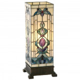 Veioza cu baza polirasina maro si abajur sticla Tiffany 18x18x45 cm Elegant DecoLux, Clayre &amp; Eef