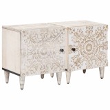 vidaXL Dulap de noapte 2 pcs Alb 40 x 33,5 x 46 cm Lemn de mango solid 4018365