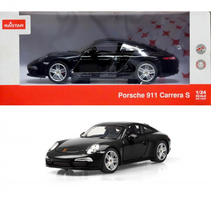 Masina Porsche 911, metalica, scara 1:24, Negru