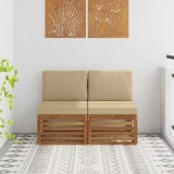 vidaXL 2 Bucată Canapea Medie pentru Exterior Lemn Solid de Acacia 900498