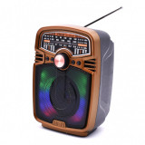 Radio portabil cu bluetooth si acumulator, MP3, USB, TF, FM, AM, SW, LED, RGB,, Oem