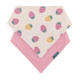 Petite&amp;Mars Bandana Luke 3m+ bavețică Beige Strawberies&amp;Dusty Rose 2 buc