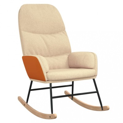 Scaun balansoar, alb crem, material textil foto