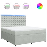 Cumpara ieftin Pat box spring cu saltea, gri deschis, 180x200 cm, catifea