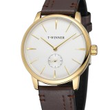 Ceas Bărbați T-Winner 8165 Maro-Auriu Mecanic &ndash; Design Clasic, Funcții Multiple, Rezistent la Apă 3ATM