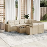 vidaXL Set canapele de grădină, 9 piese, cu perne, bej, poliratan