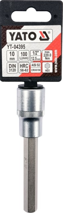 Bit hexagonal 10 mm cu adaptor 1/2 lungime 100 mm YATO