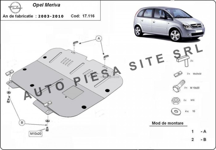 Scut metalic motor Opel Meriva A fabricat in perioada 2003 - 2010 APS-17,116