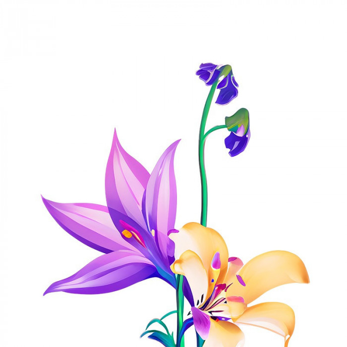 Sticker decorativ, Floare, Mov, 63 cm, 8675ST