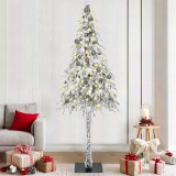 vidaXL Brad de Crăciun cu lumini cu bandă LED Alb 210 cm PE