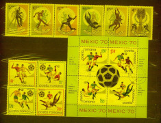 Romania 1966,70 Camp. Mondial de Fotbal LP627,729,729a 2 serii neuzate + colita foto