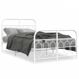 VidaXL Cadru de pat metalic cu tăblie, alb, 120x190 cm
