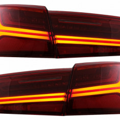 Stopuri Full LED Audi A6 4G C7 (2011-2014) Red/Clear Facelift Design Semnalizare Secventiala Performance AutoTuning