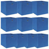 Cutii depozitare, 10 buc., albastru, 32x32x32 cm, textil GartenMobel Dekor, vidaXL