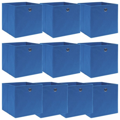 Cutii depozitare, 10 buc., albastru, 32x32x32 cm, textil GartenMobel Dekor foto
