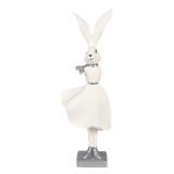 Cumpara ieftin Figurina Iepuras Paste Girl polirasina alba argintie 13x11x37 cm