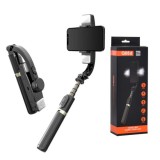 Selfie Stick Bluetooth cu Trepied si Lumini Techsuit Q08D, 75cm, Negru, Stabilizator