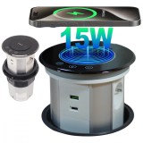 Cumpara ieftin Priza Incorporabila Retractabila ATOMKIT&reg; One, Incarcare Wireless 15W, 3 Prize, 2 Porturi USB, 1.5M Cablu, Protectie IP65, Design Compact, Modern si E