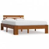 VidaXL Cadru de pat cu tăblie, maro miere, 140x200 cm, lemn masiv pin
