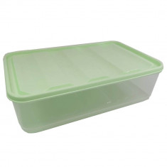 Cutie Bella Dreptunghiulara, Cutie pentru Alimente, Capacitate 7 L, Dimensiune 44x26x8.5 cm, Culoare Recipient Incolor, Capac Verde, Cutie Alimente, C foto