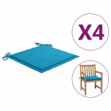 Perne scaun de grădină, 4 buc., albastru, 50x50x3 cm, textil, vidaXL