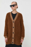 Weekend Max Mara cardigan din lana culoarea maro, light