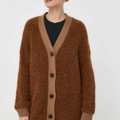 Weekend Max Mara cardigan din lana culoarea maro, light