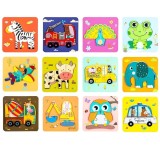 Cumpara ieftin Puzzle din lemn, incastru, Animale/Vehicule 6piese