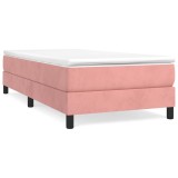 Cumpara ieftin Pat box spring cu saltea, roz, 90x190 cm, catifea
