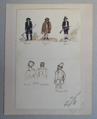 Porturi populare din Europa Centrala acuarela 1851 foto